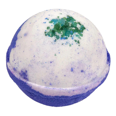 Handmade Lavender Mint Bath Fizz with soothing lavender flowers and refreshing peppermint for a calming bath experience