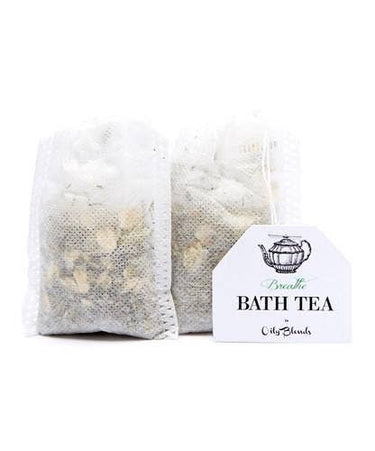 Bath Tea Breathe front view in a studio setting, showing the product label and packaging design clearly