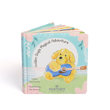 Children's board book "Golden Dog’s Magical Adventure" featuring colorful illustrations and an engaging story