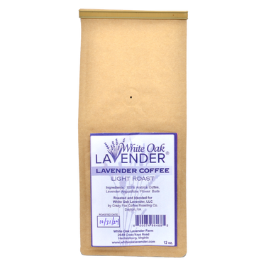 Front view of Lavender Coffee packaging showing product label and branding