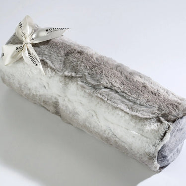 Lavender Neck Roll in Angora Platinum pattern for soothing relaxation and neck support
