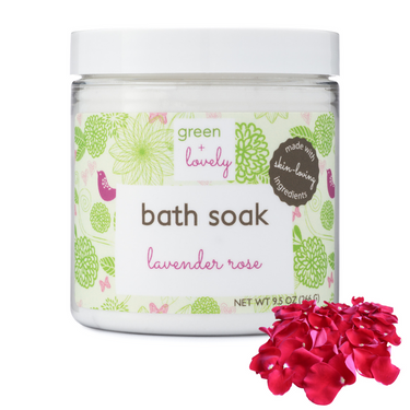 Lavender Rose Bath Soak front view showing the product label and packaging design clearly