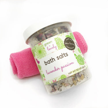 Pampering Lavender Passion Bath Salts Soak – Valentine’s Day edition front view showing the product label and packaging design clearly