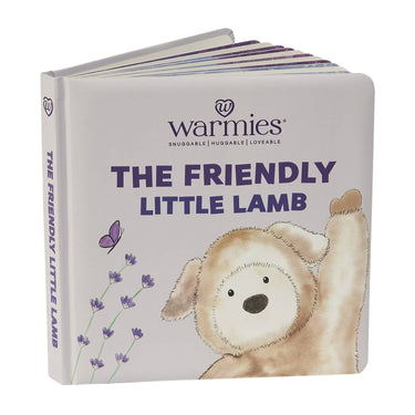 Children's board book "The Friendly Little Lamb" featuring colorful illustrations and an engaging story