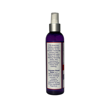 Commemorative Lavender Herbal Mist 8oz left side view showing product description, directions for use, and packaging details clearly