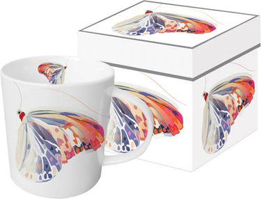 Corfu Butterfly 13.5 oz mug in gift box featuring vibrant butterfly design