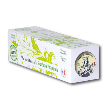 Box of Saint-Ange Lavender Hard Candy showing packaging design and product details