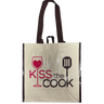 Reusable "Kiss The Cook" grocery bag showcasing fun design and practical use