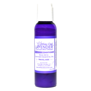 Front view of 2oz Lavender Conditioner  bottle showing product label