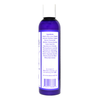 Right side view of 8oz Lavender Conditioner bottle showing ingredients and product information