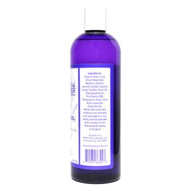 Right side view of 16 oz Shower Gel bottle showing ingredients and product information