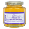 Front view of 8 oz Lavender Honey jar showing product label and packaging