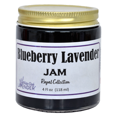 Front view of 4 oz Lavender Jam jar showing product label and packaging