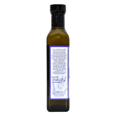 Left side view of Lavender Olive bottle showing product directions and details