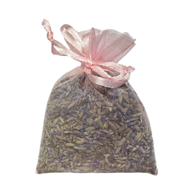 Front view of Pink Sachet showing dried lavender inside for fragrance and freshness