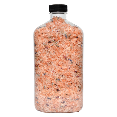 Back view of 22 oz Lavender Bath Salts container with visible soaking salts inside