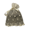 Front view of White Sachet with pearl design showing dried lavender inside for fragrance and decorative appea