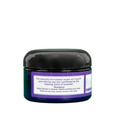 Right side view of Nana Juju Sugar Scrub container showing product directions and additional information