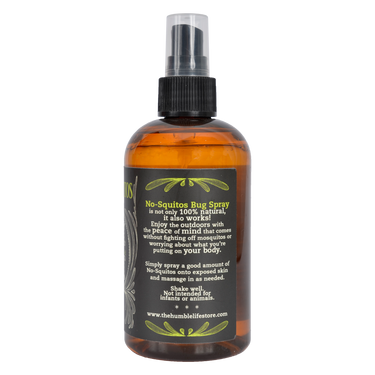 Right side view of Nosquitos Bug Spray bottle showing product details and usage instructions
