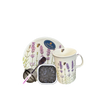 Tea Lover’s Gift Set with bone china mug, tea strainer, spoon, hot plate, and Earl Grey Lavender Tea