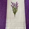 Linen towel with finely stitched lavender sprig design, 14x22", soft texture, and elegant Shenandoah Valley-inspired style