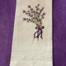 Embroidered waffle weave lavender towel with  bouquet bow design, soft cotton, absorbent and elegan