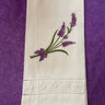 Embroidered lavender linen towel with bow design, soft cotton waffle weave, elegant and absorbent
